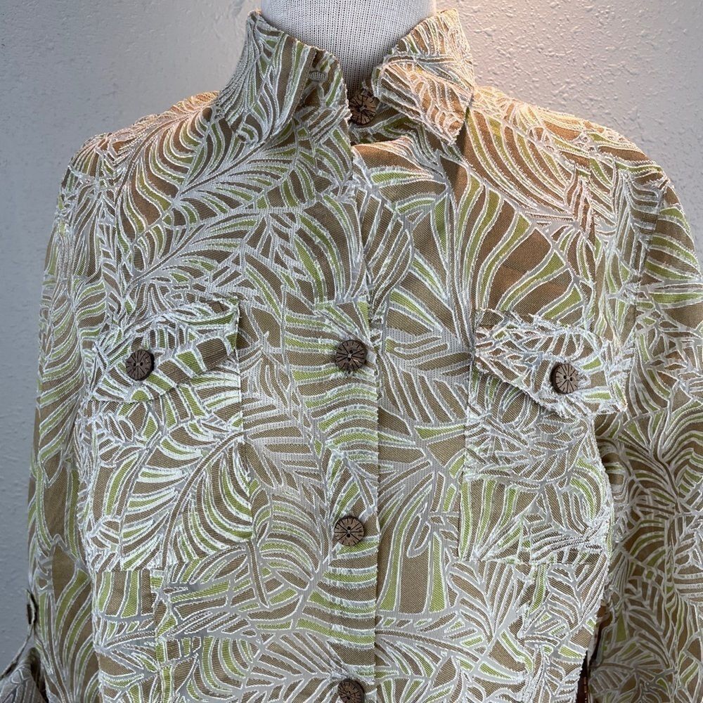 NWT Multiples Sheer Button Down Top Size L - Picture 2 of 11
